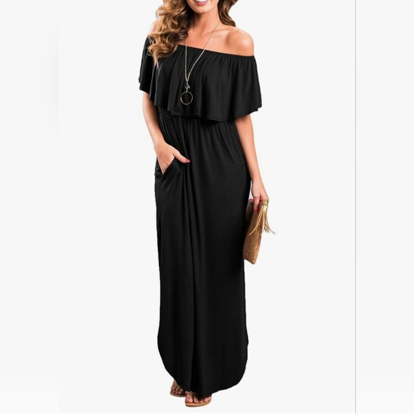 Sarin Mathews Dresses & Skirts - Sarin Mathews Black Party Off-the-Shoulder Maxi Dress Size M